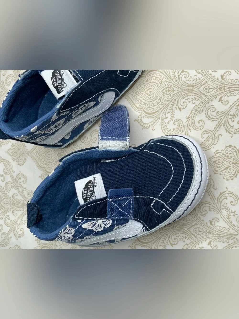Infant Vans Sk8-Hi Crib Shoes Size 4.0 Navy Butterfly